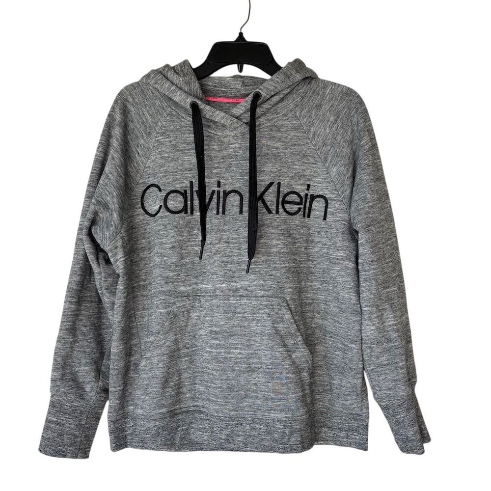 Calvin Klein Women's Gray Spellout Pullover Hoodie Size S Casual